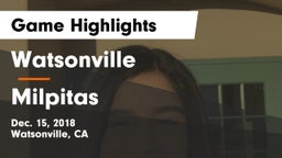 Watsonville  vs Milpitas  Game Highlights - Dec. 15, 2018