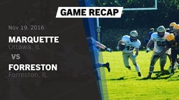 Recap: Marquette  vs. Forreston  2016