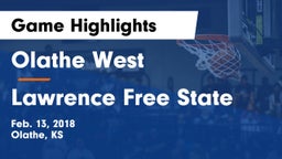 Olathe West   vs Lawrence Free State  Game Highlights - Feb. 13, 2018