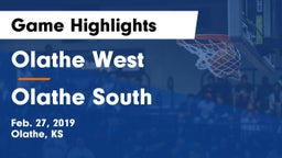 Olathe West   vs Olathe South  Game Highlights - Feb. 27, 2019
