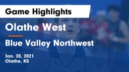 Olathe West   vs Blue Valley Northwest  Game Highlights - Jan. 20, 2021