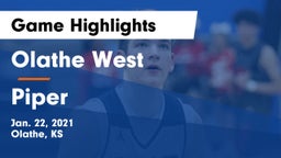 Olathe West   vs Piper  Game Highlights - Jan. 22, 2021