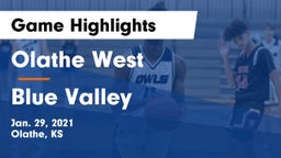 Olathe West   vs Blue Valley  Game Highlights - Jan. 29, 2021
