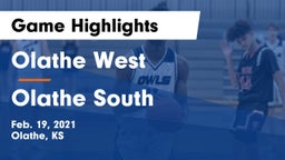 Olathe West   vs Olathe South  Game Highlights - Feb. 19, 2021