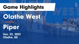 Olathe West   vs Piper  Game Highlights - Jan. 22, 2022