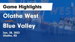 Olathe West   vs Blue Valley  Game Highlights - Jan. 28, 2022