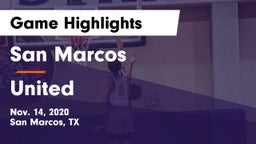 San Marcos  vs United  Game Highlights - Nov. 14, 2020