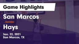 San Marcos  vs Hays  Game Highlights - Jan. 22, 2021