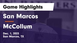 San Marcos  vs McCollum  Game Highlights - Dec. 1, 2023