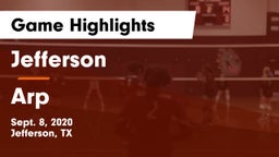 Jefferson  vs Arp Game Highlights - Sept. 8, 2020