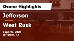 Jefferson  vs West Rusk  Game Highlights - Sept. 25, 2020