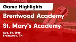 Brentwood Academy  vs St. Mary's Academy Game Highlights - Aug. 30, 2019