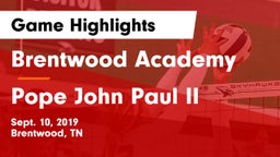 Brentwood Academy  vs Pope John Paul II  Game Highlights - Sept. 10, 2019