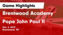 Brentwood Academy  vs Pope John Paul II  Game Highlights - Oct. 3, 2019