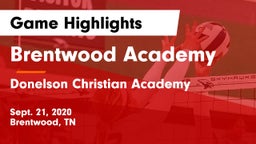 Brentwood Academy  vs Donelson Christian Academy  Game Highlights - Sept. 21, 2020