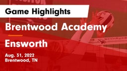 Brentwood Academy  vs Ensworth  Game Highlights - Aug. 31, 2022