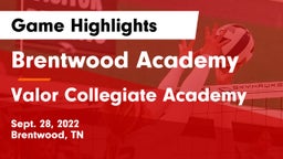 Brentwood Academy  vs Valor Collegiate Academy Game Highlights - Sept. 28, 2022