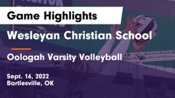 Wesleyan Christian School vs Oologah Varsity Volleyball Game Highlights - Sept. 16, 2022