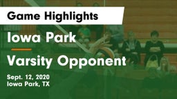 Iowa Park  vs Varsity Opponent Game Highlights - Sept. 12, 2020