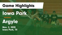Iowa Park  vs Argyle Game Highlights - Nov. 2, 2020