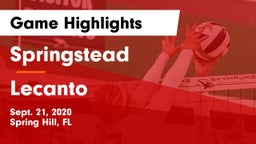 Springstead  vs Lecanto  Game Highlights - Sept. 21, 2020