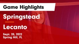 Springstead  vs Lecanto  Game Highlights - Sept. 20, 2022