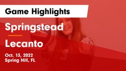 Springstead  vs Lecanto  Game Highlights - Oct. 13, 2022