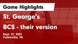St. George's  vs BCS - their version Game Highlights - Sept. 27, 2023
