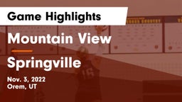 Mountain View  vs Springville  Game Highlights - Nov. 3, 2022