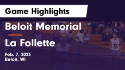 Beloit Memorial  vs La Follette  Game Highlights - Feb. 7, 2023