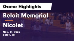 Beloit Memorial  vs Nicolet  Game Highlights - Nov. 14, 2023