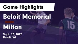 Beloit Memorial  vs Milton  Game Highlights - Sept. 17, 2022