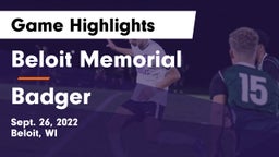 Beloit Memorial  vs Badger  Game Highlights - Sept. 26, 2022