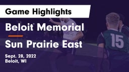 Beloit Memorial  vs Sun Prairie East  Game Highlights - Sept. 28, 2022