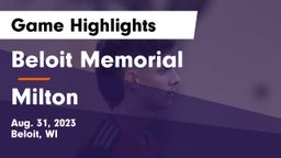 Beloit Memorial  vs Milton  Game Highlights - Aug. 31, 2023