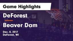 DeForest  vs Beaver Dam  Game Highlights - Dec. 8, 2017