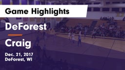 DeForest  vs Craig  Game Highlights - Dec. 21, 2017