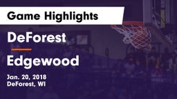 DeForest  vs Edgewood  Game Highlights - Jan. 20, 2018