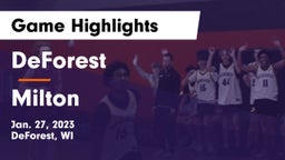 DeForest  vs Milton  Game Highlights - Jan. 27, 2023