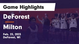 DeForest  vs Milton  Game Highlights - Feb. 23, 2023