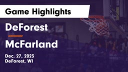 DeForest  vs McFarland  Game Highlights - Dec. 27, 2023