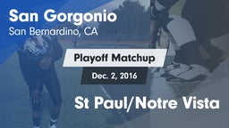 Matchup: San Gorgonio High vs. St Paul/Notre Vista 2016