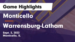 Monticello  vs Warrensburg-Latham Game Highlights - Sept. 3, 2022