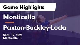 Monticello  vs Paxton-Buckley-Loda  Game Highlights - Sept. 19, 2023