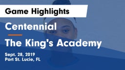 Centennial  vs The King's Academy Game Highlights - Sept. 28, 2019