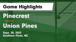 Pinecrest  vs Union Pines  Game Highlights - Sept. 20, 2022