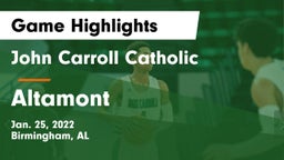 John Carroll Catholic  vs Altamont  Game Highlights - Jan. 25, 2022