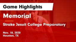 Memorial  vs Strake Jesuit College Preparatory Game Highlights - Nov. 18, 2020