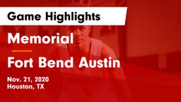 Memorial  vs Fort Bend Austin  Game Highlights - Nov. 21, 2020