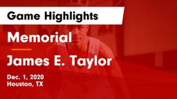 Memorial  vs James E. Taylor  Game Highlights - Dec. 1, 2020